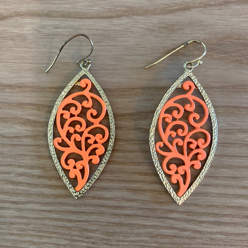 Earrings - Orange And Gold Costume Earrings